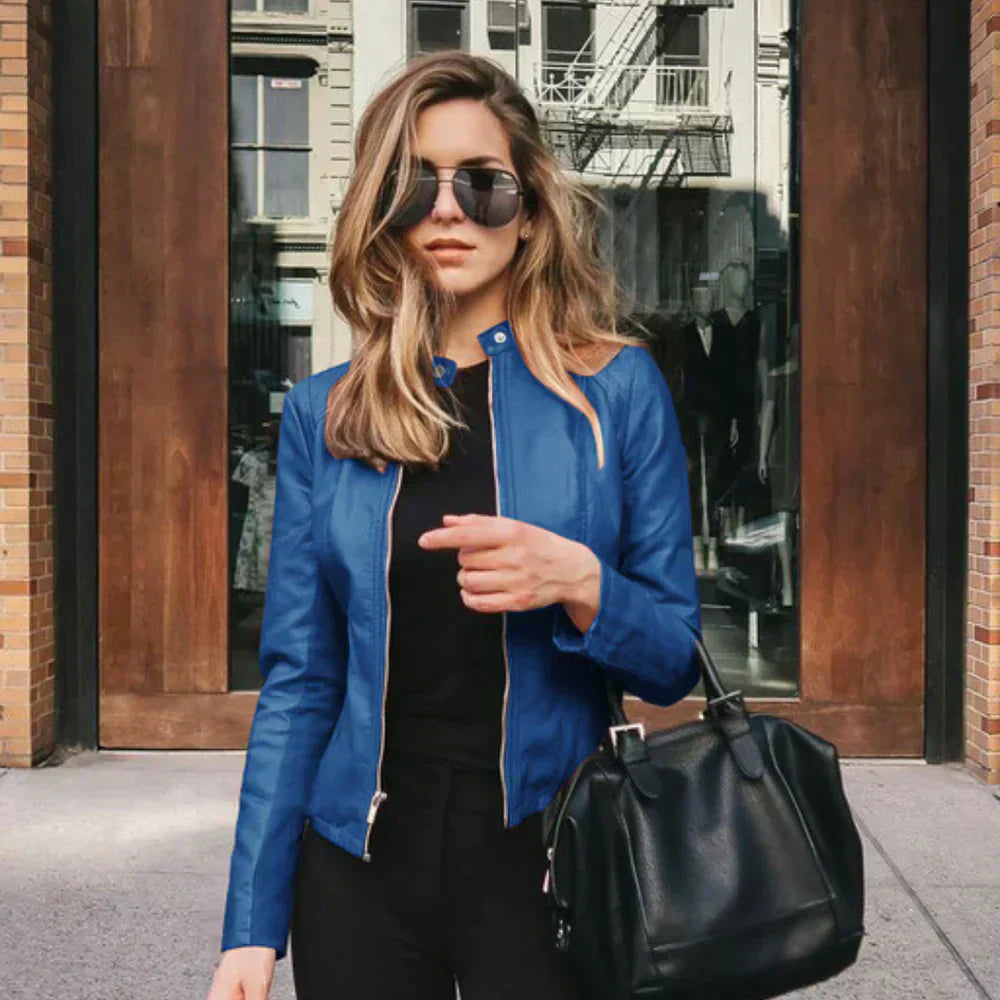 Street-Wave Abigail Italian Leather Biker Jacket For Women Premium Soft Leather Figure Hugging Fit