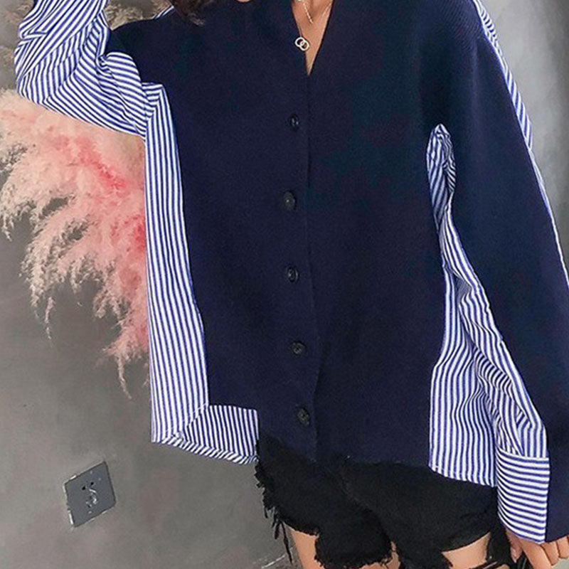 Street Wave Women Knit Cardigan With Shirt Sleeve Contrast Design Soft And Trendy