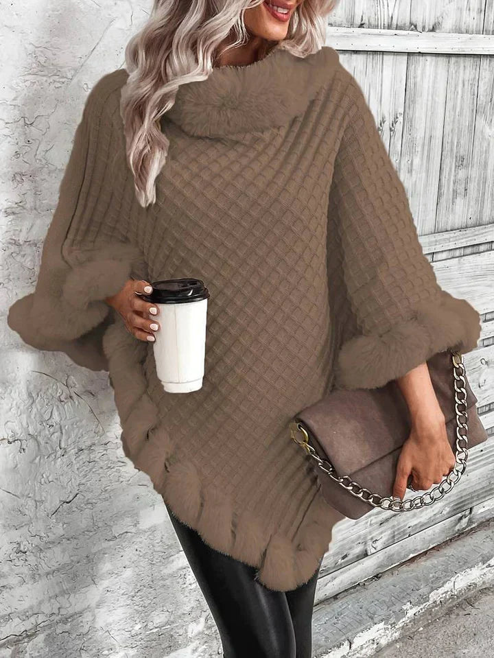 Mabel Elegant Pullover Streetwave For Women Ultra Soft Warm Poncho Sweater For Fall Winter Formal And Everyday