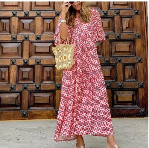 Street Wave Verde Vintage Boho Floral Maxi Dress For Women