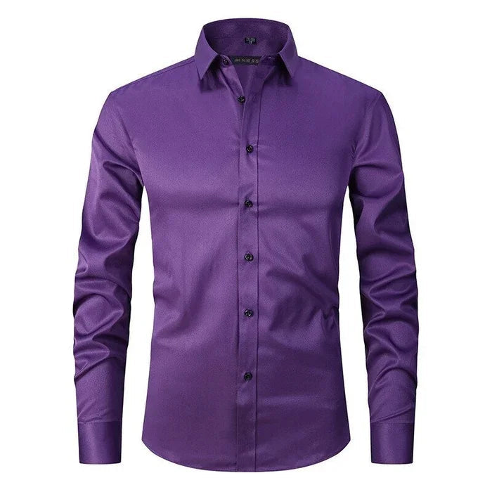 Nordisk Flair Mens Shirt Slim Fit Breathable Stretch Fabric Non Iron Button Closure White