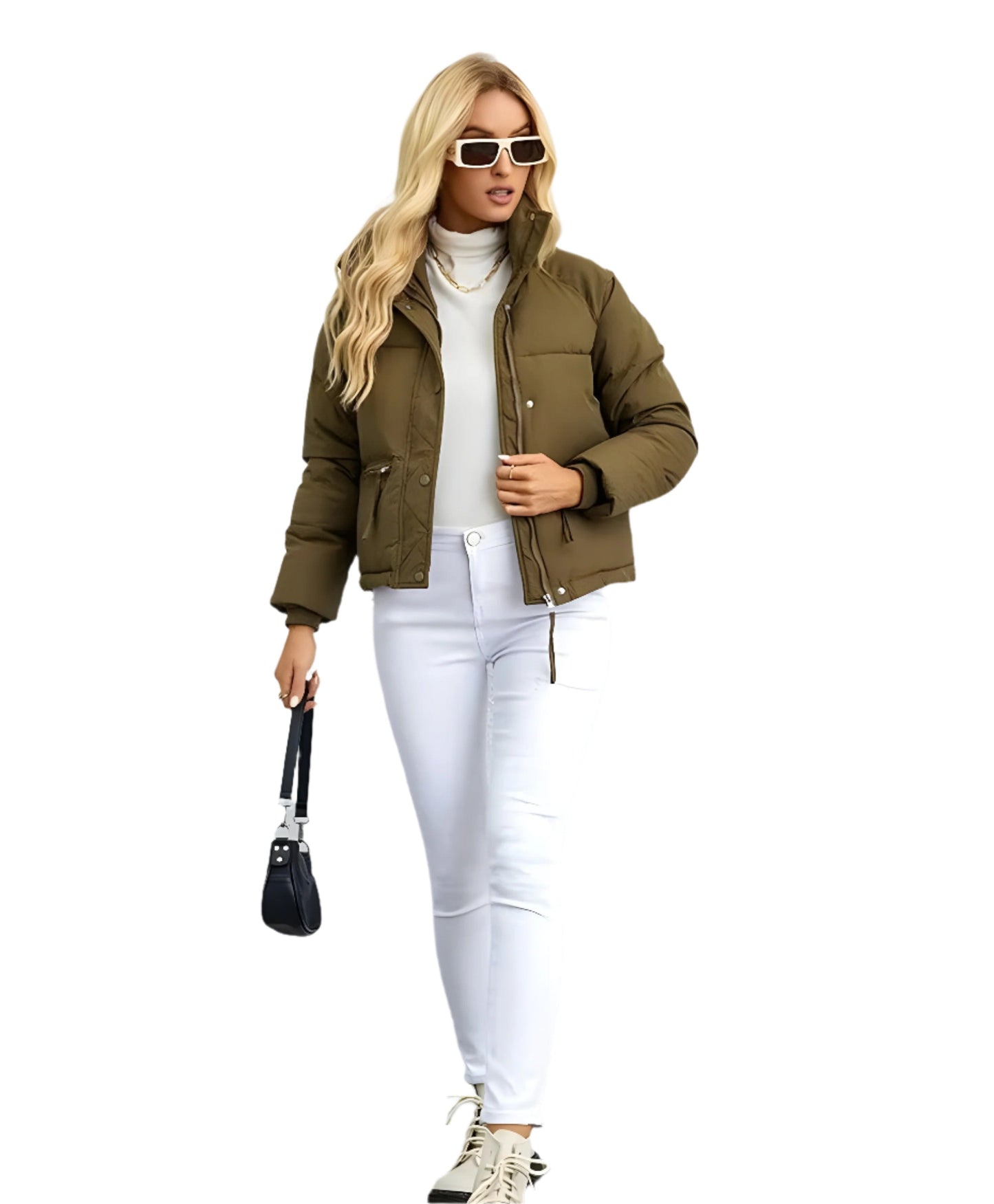 Street Wave Women's Puffer Jacket Warm Insulated With High Collar And Zipper Cozy Warmth