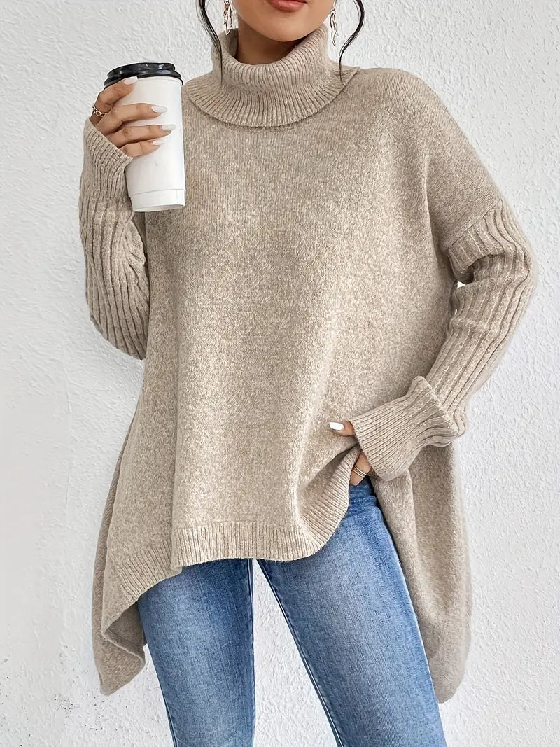 Street Wave Cozy Long Turtleneck Knit Sweater For Women With Loose Fit Warmth And Timeless Style