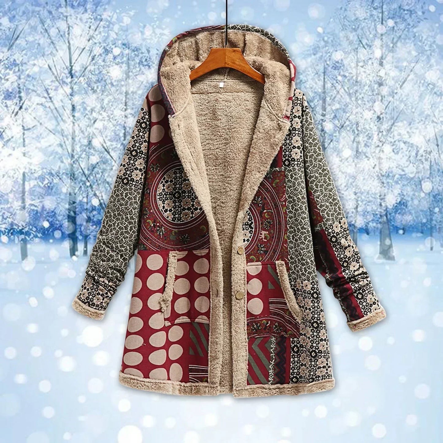 Streetwave Luxury Fleece Jacket For Women Ultra Cozy Sherpa Lined Patchwork Coat