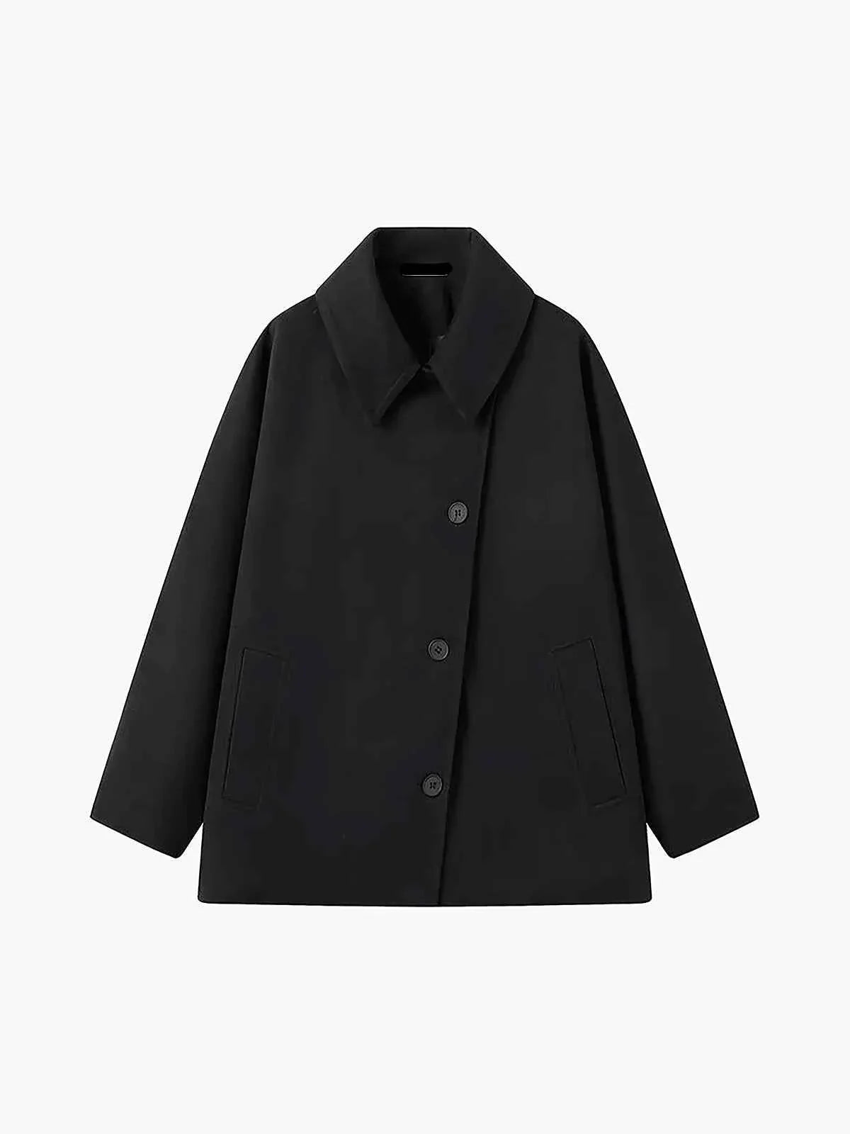 Street Wave Oversized Camel Wool Coat With Lapel Collar And Asymmetric Button Closure For Women