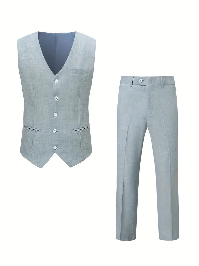 Streetwave Mens Green Vest And Trousers 2 Piece Suit Set For Formal Occasions Elegant And Versatile