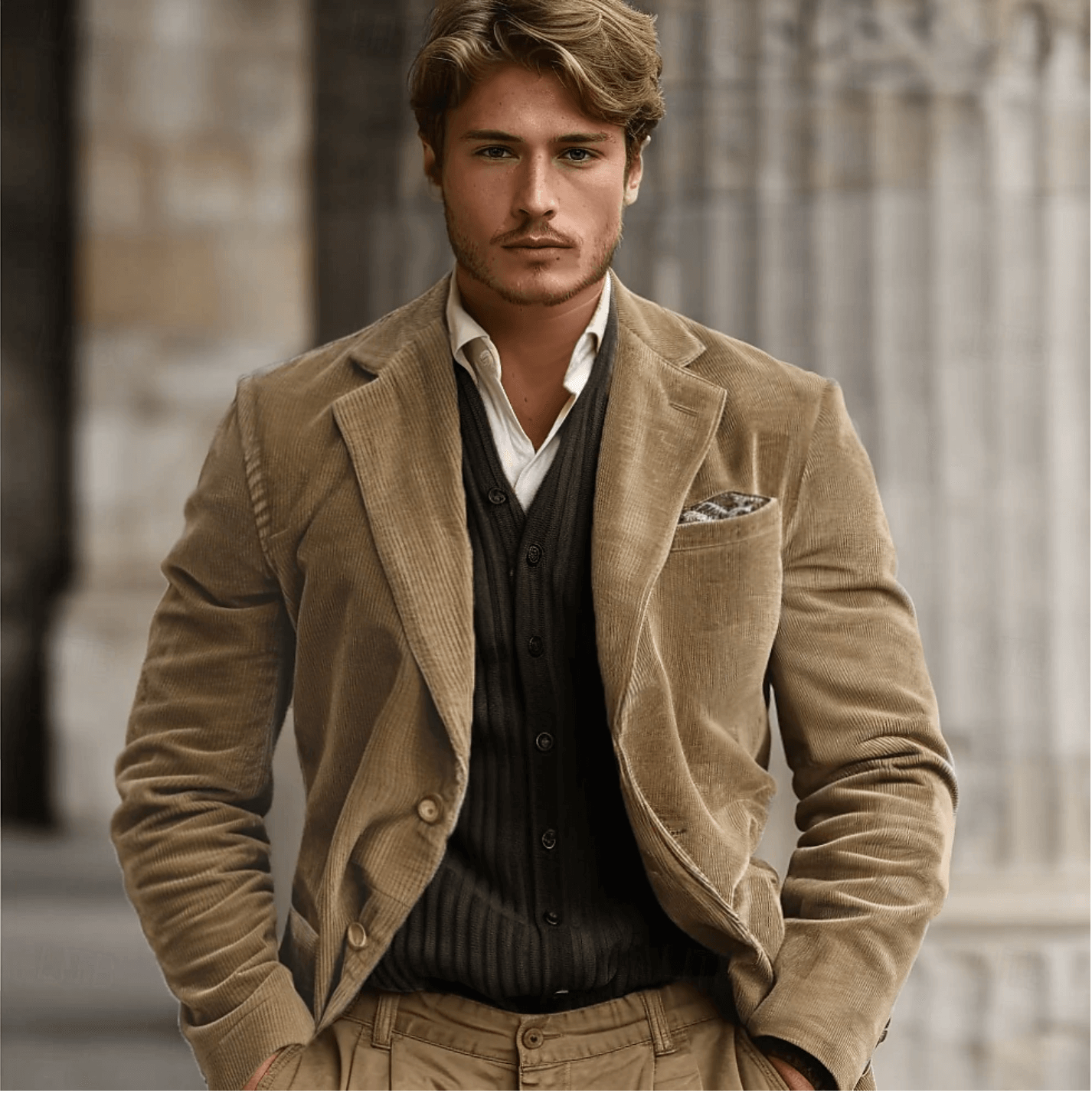 Street-Wave Slim Fit Corduroy Blazer For Men - Modern Comfort And Smart Casual Style