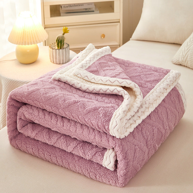Sherpa Fleece Throw Blanket With Reversible Textured Design