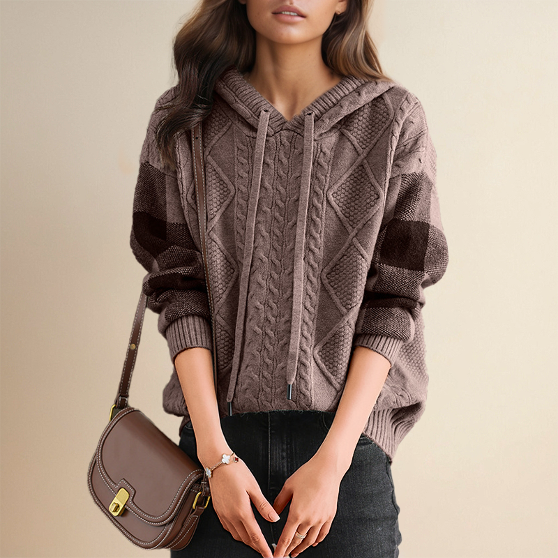 Street-Wave Cable Knit Pullover Sweater For Women Soft Warm Cozy Autumn Winter Everyday Wear