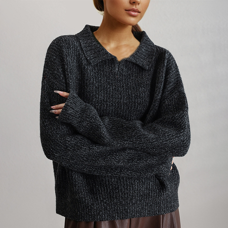 Street-Wave Women's Loose Knit Pullover With Long Sleeves For Cozy Layering And Everyday Comfort