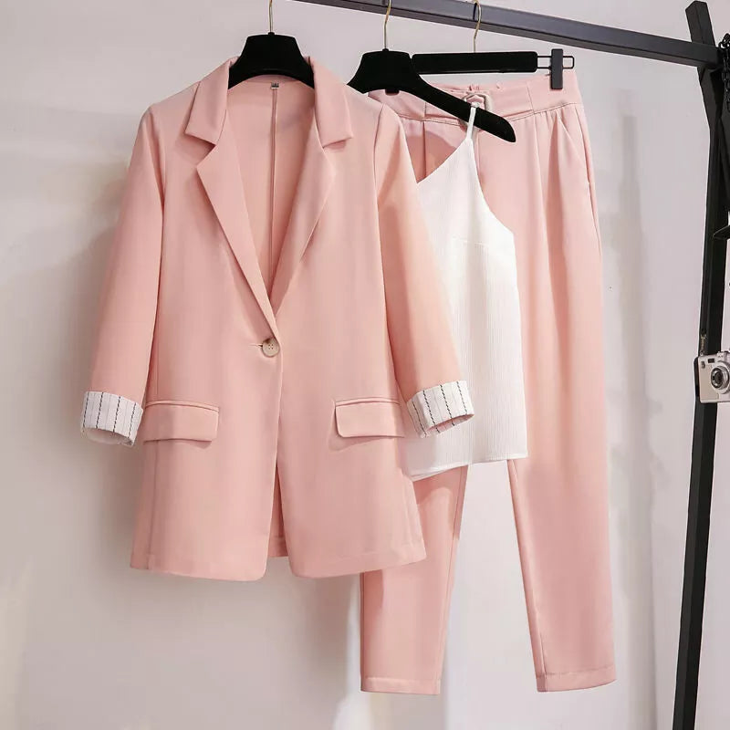 Nordisk Flair Womens Three Piece Blazer Set Single Button Tailored Fit Versatile