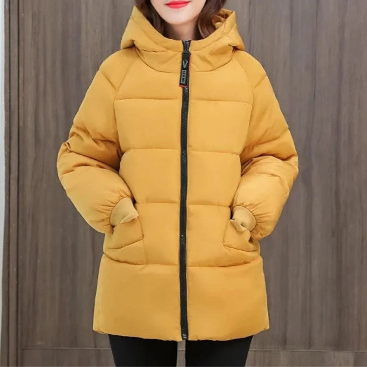 Street-Wave Women Long Hoodie With Hooded Puffer Winter Coat Soft Loose Fit Cozy Warmth