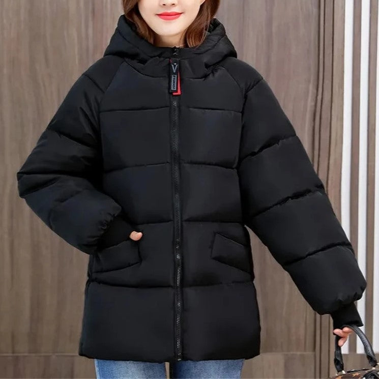 Street-Wave Women Long Hoodie With Hooded Puffer Winter Coat Soft Loose Fit Cozy Warmth