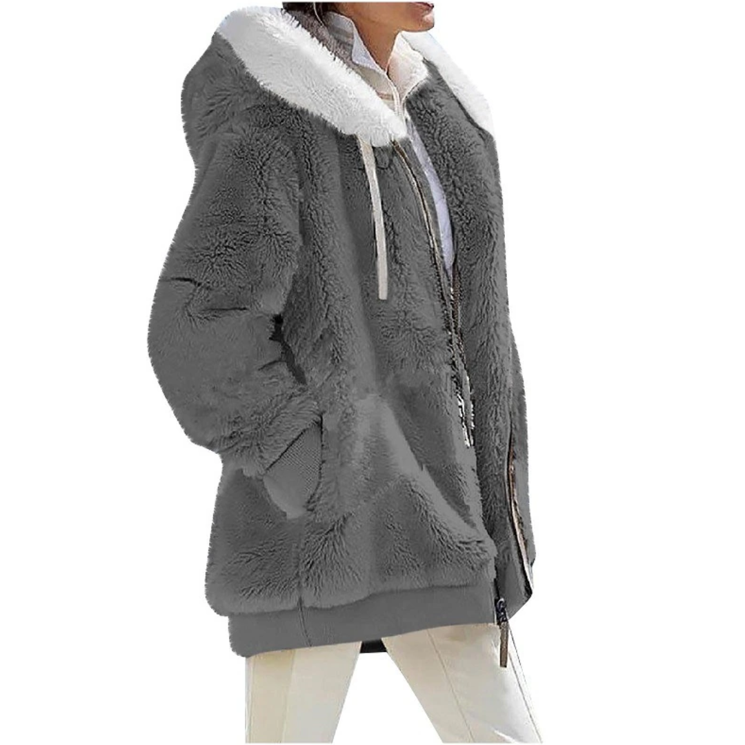 Street-Wave Cashmere Fleece Cardigan Warm Plush Comfort for Fashion Forward Women
