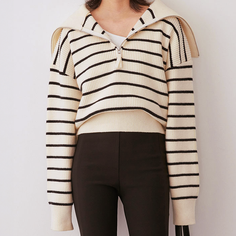 Street-Wave Women Half Zip Pullover Knit Top For Elegant Comfort And Everyday Style