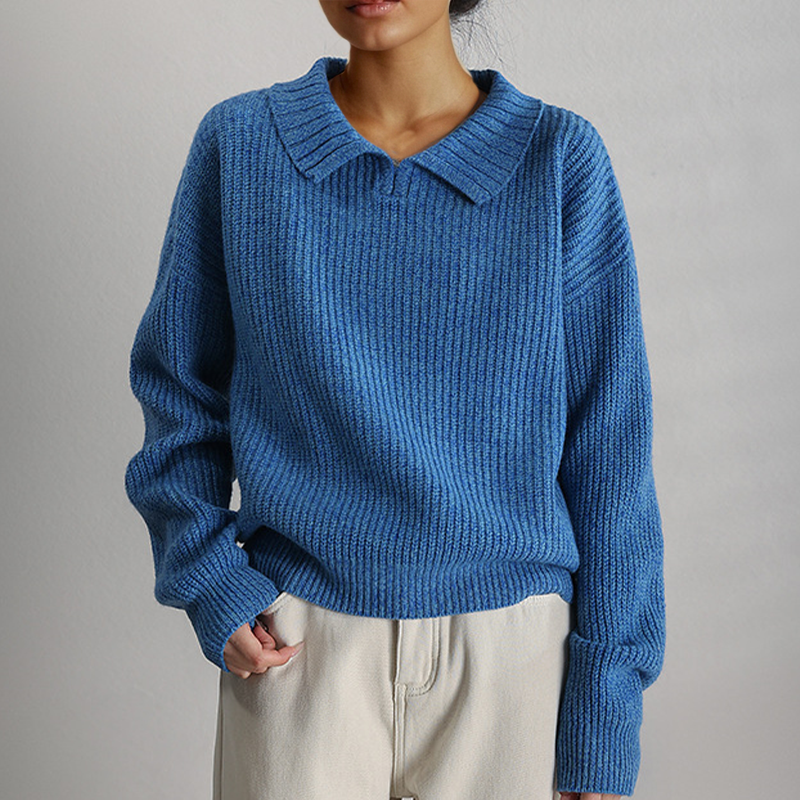 Street-Wave Women's Loose Knit Pullover With Long Sleeves For Cozy Layering And Everyday Comfort
