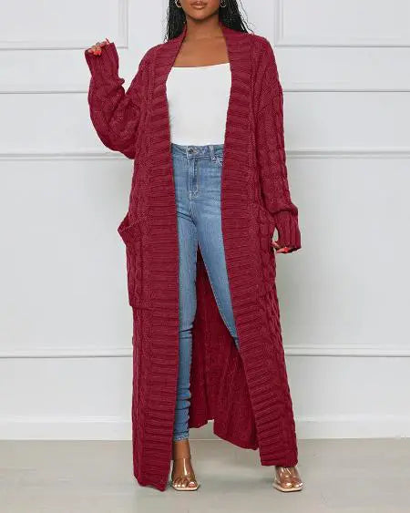 Street-Wave Long Knit Cardigan Coat For Women Cozy Elegant Everyday Luxury Versatile Warmth