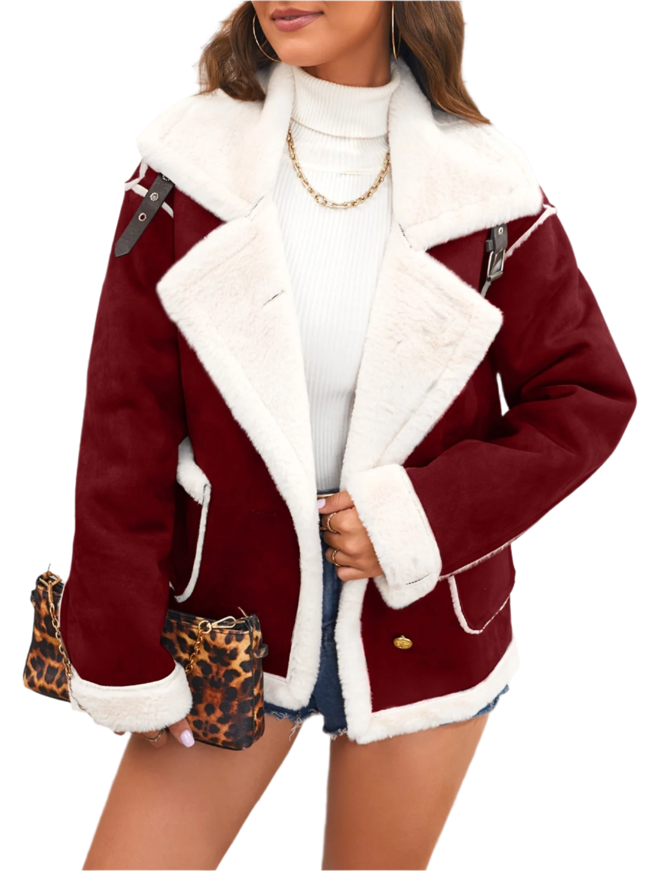 Street-wave Teddy Winter Coat For Women Cozy Plush Faux Fur Collar And Trim Stylish Warmth