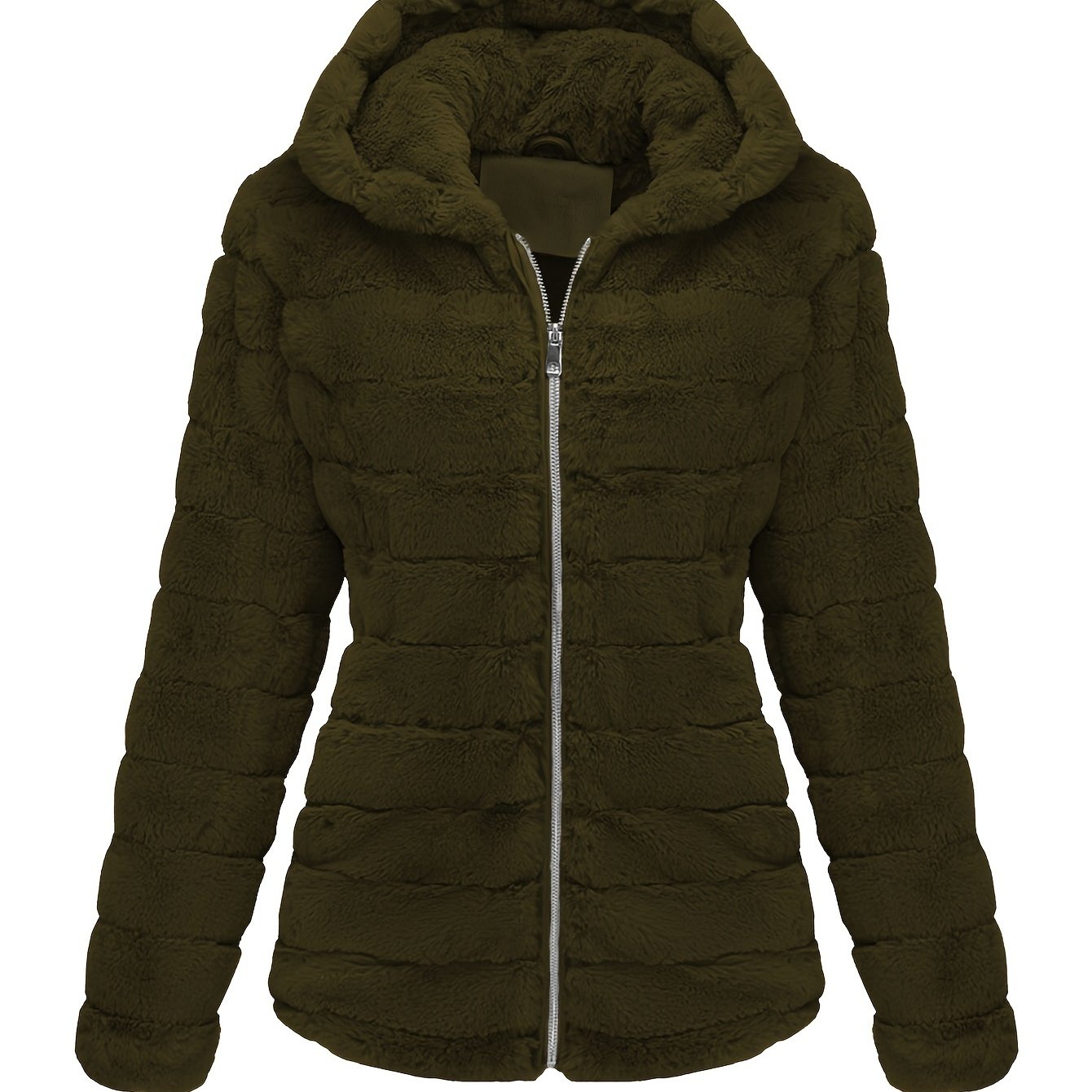 Street-wave Elegant Teddy Coat For Women Warm Plush Zipper Front Jacket Durable Silky Feel
