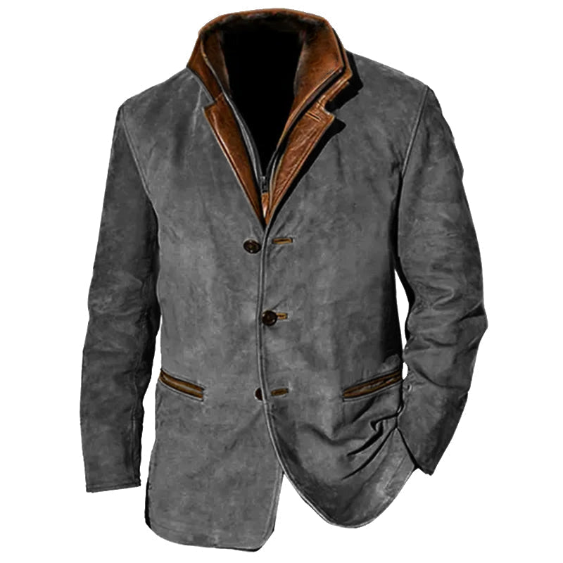 Street-Wave Vintage Suede Jacket for Men Premium Leather Feel With Structured Silhouette and Pockets for Autumn Style
