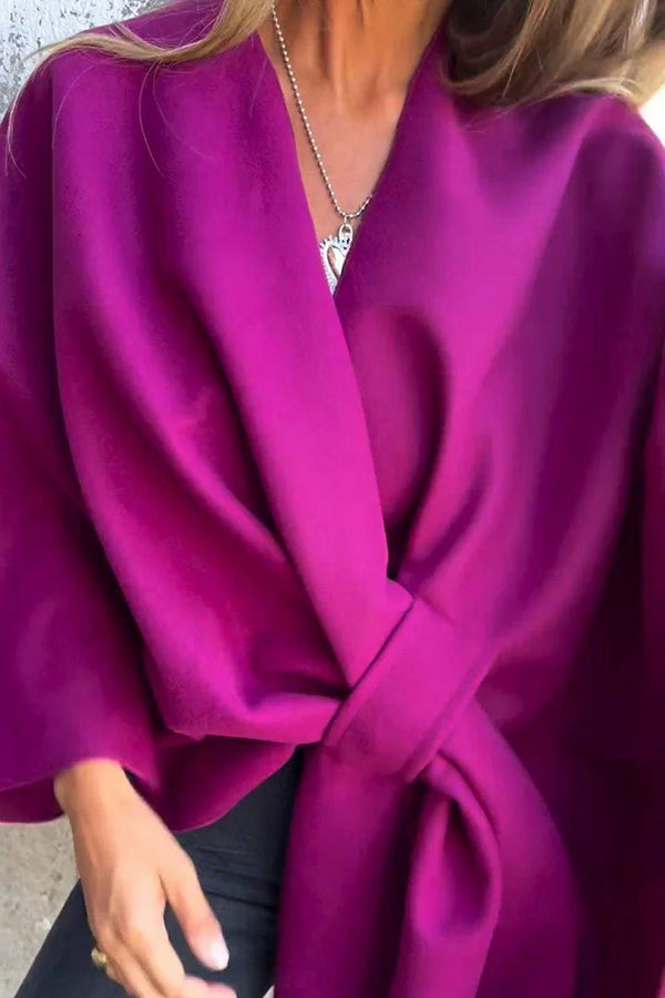Street-wave V-Neck Shawl Cape Cardigan For Women, Soft Polyester, Effortless Chic Layering
