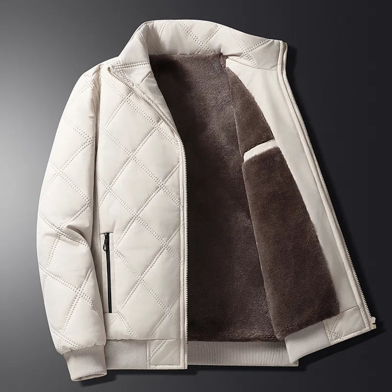 Street Wave Mens Quilted Wool Coat For Autumn And Winter Cozy Durable Outerwear All Season Warmth