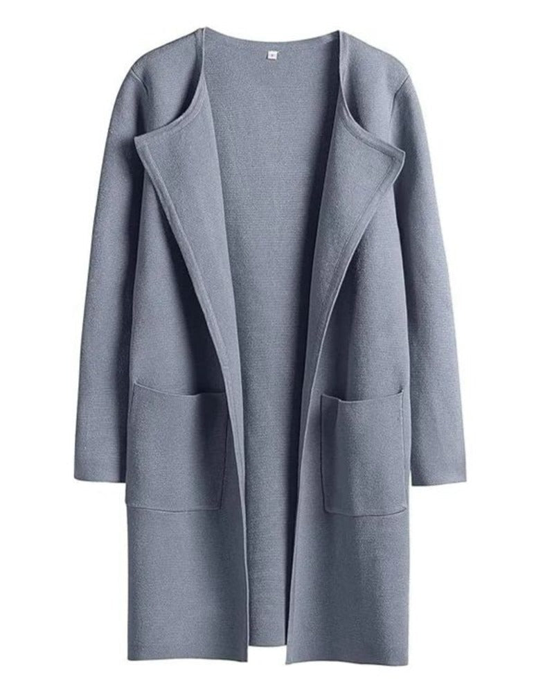 Street Wave Coat For Women With Pockets Casual Chic Long Black Coat Comfortable Everyday Wear