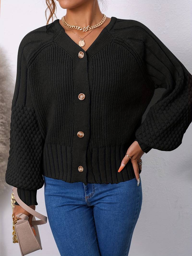 Street Wave Women's Chunky Knit Cardigan With Button Front For Everyday Chic And Cozy Comfort