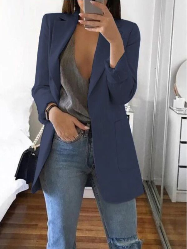 Street-wave Slim-Fit Pink Blazer For Women, Modern Chic Officewear, Tailored Comfort