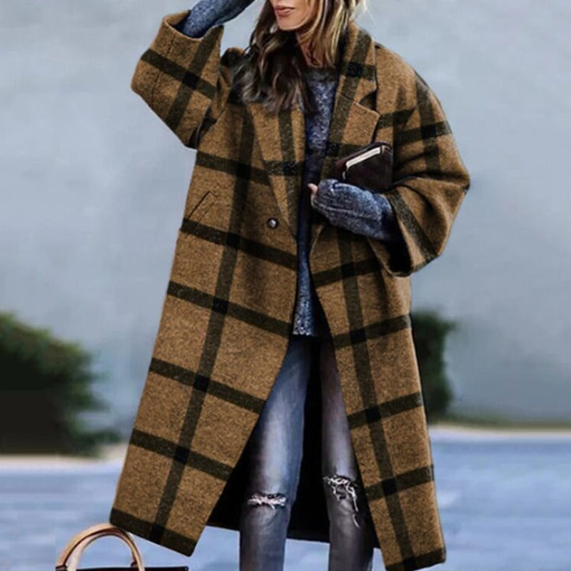 Street-wave Plaid Coat For Women - Bold Multicolor Outerwear, Cozy Warmth, Durable Quality