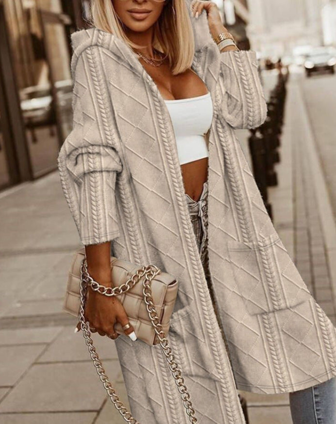 Street-wave Hooded Cardigan Cotton Blend For Women, Ultra Soft Warmth And Everyday Comfort
