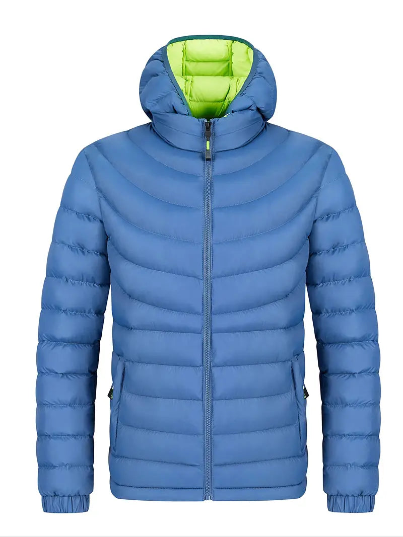 Streetwave Mens Puffer Jacket Insulated Warmth With Bright Lime Lining For Fall And Winter
