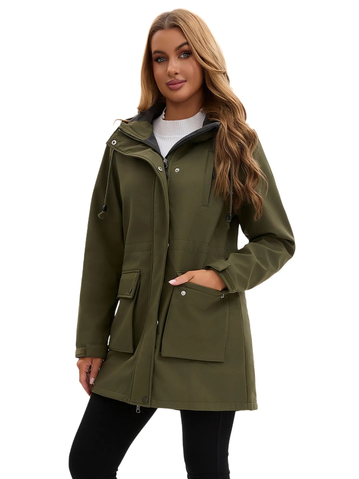 Street-wave Waterproof Hooded Softshell Jacket For Women, Windproof Rain Shield, Cozy Comfort