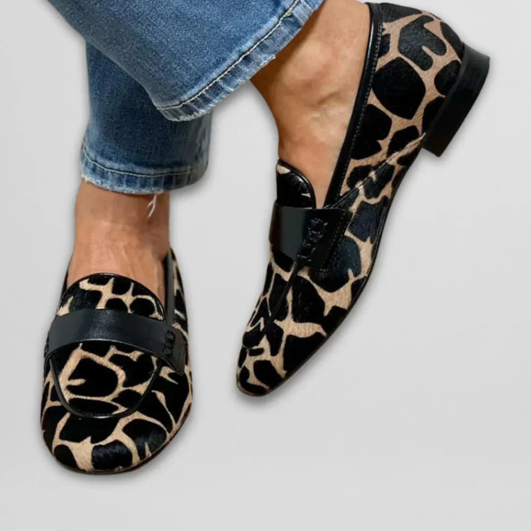 Women's Cow Print Loafers with Comfortable Fit and Versatile Design