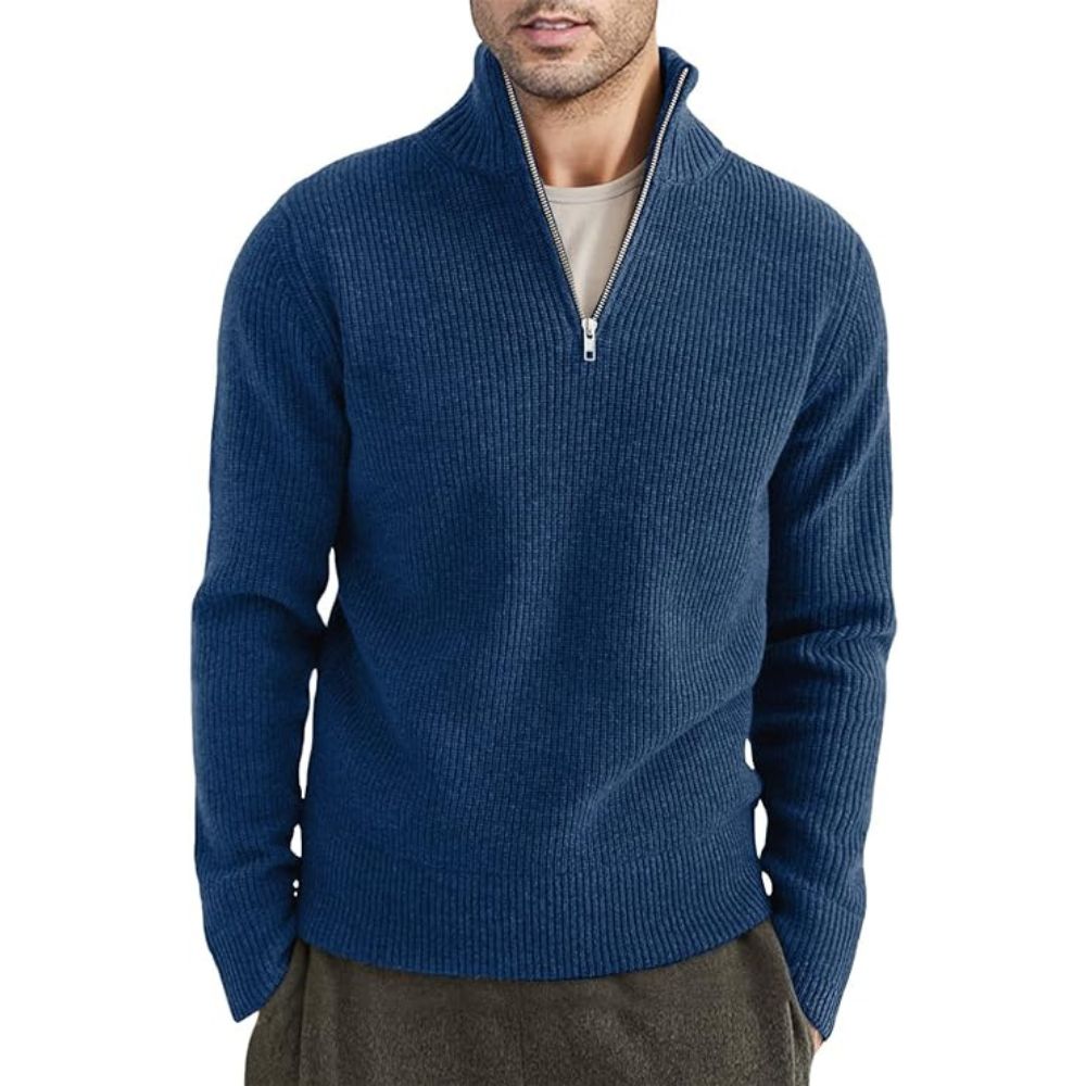 Street Wave Men's Zip Neck Sweater Warm Cozy Fleece Knit Pullover For Cold Days Everyday Comfort