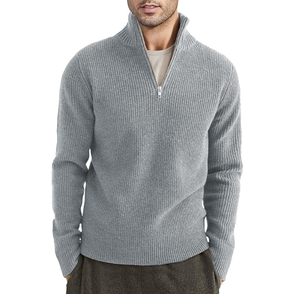 Street Wave Men's Zip Neck Sweater Warm Cozy Fleece Knit Pullover For Cold Days Everyday Comfort