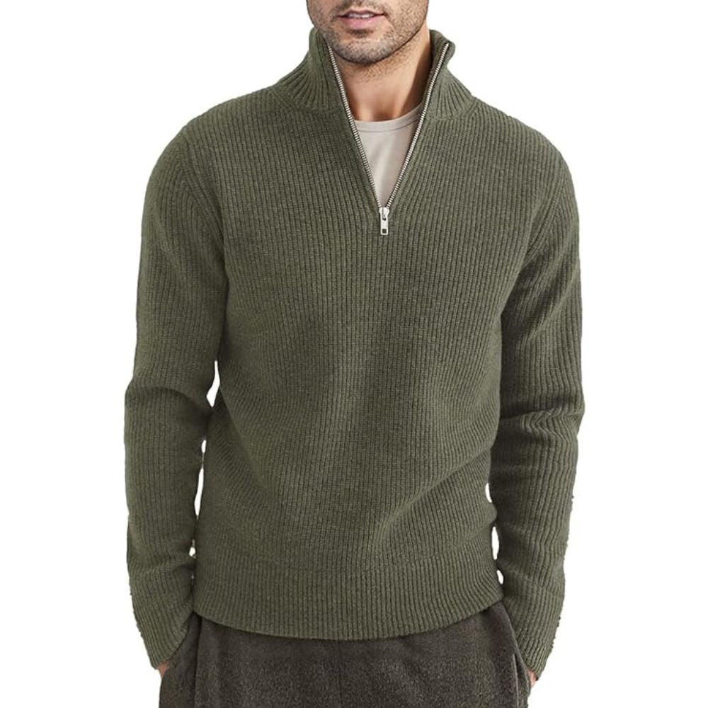 Street Wave Men's Zip Neck Sweater Warm Cozy Fleece Knit Pullover For Cold Days Everyday Comfort