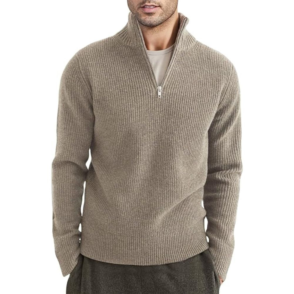 Street Wave Men's Zip Neck Sweater Warm Cozy Fleece Knit Pullover For Cold Days Everyday Comfort