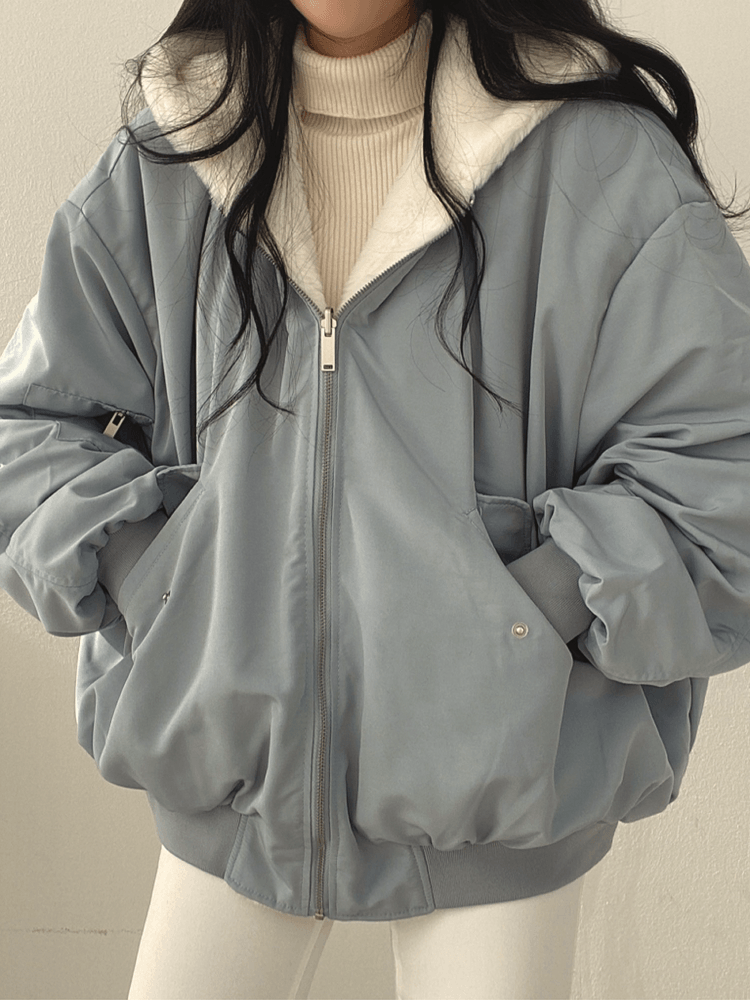 Street-wave Plus Size Puffer Jacket With Soft Fleece Lining Oversized Cozy Outerwear For Curvy Women