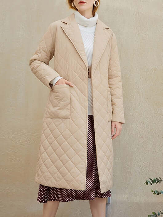 Street-wave Quilted Long Winter Coat for Women, Warm Belted Puffer With Cozy Fit
