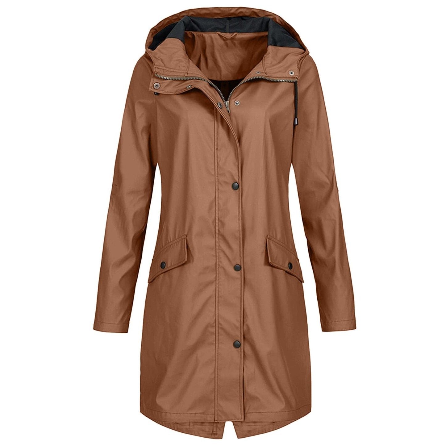 Street-Wave Women's Windproof Long Raincoat With Hood Waterproof Durable And Stylish