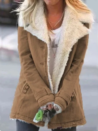 Street Wave Women's Warm Coat With Plush Sherpa Lining For Cozy Stylish Everyday Outerwear