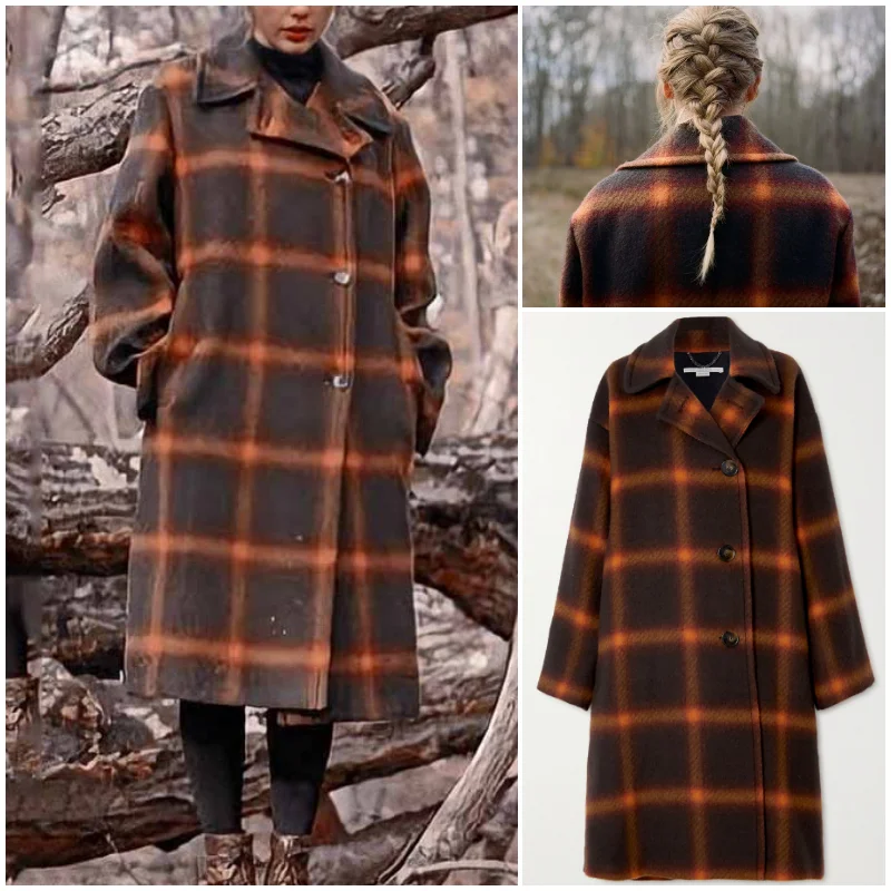 Street-Wave Womens Plaid Wool Coat For Cozy Warmth And Elegant Everyday Style For Winter