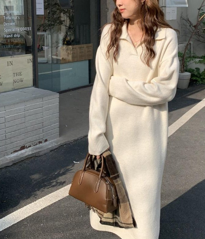 Street-Wave Cozy Sweater Dress For Women, Warm Knit, Flexible Fit Winter Wardrobe Essential