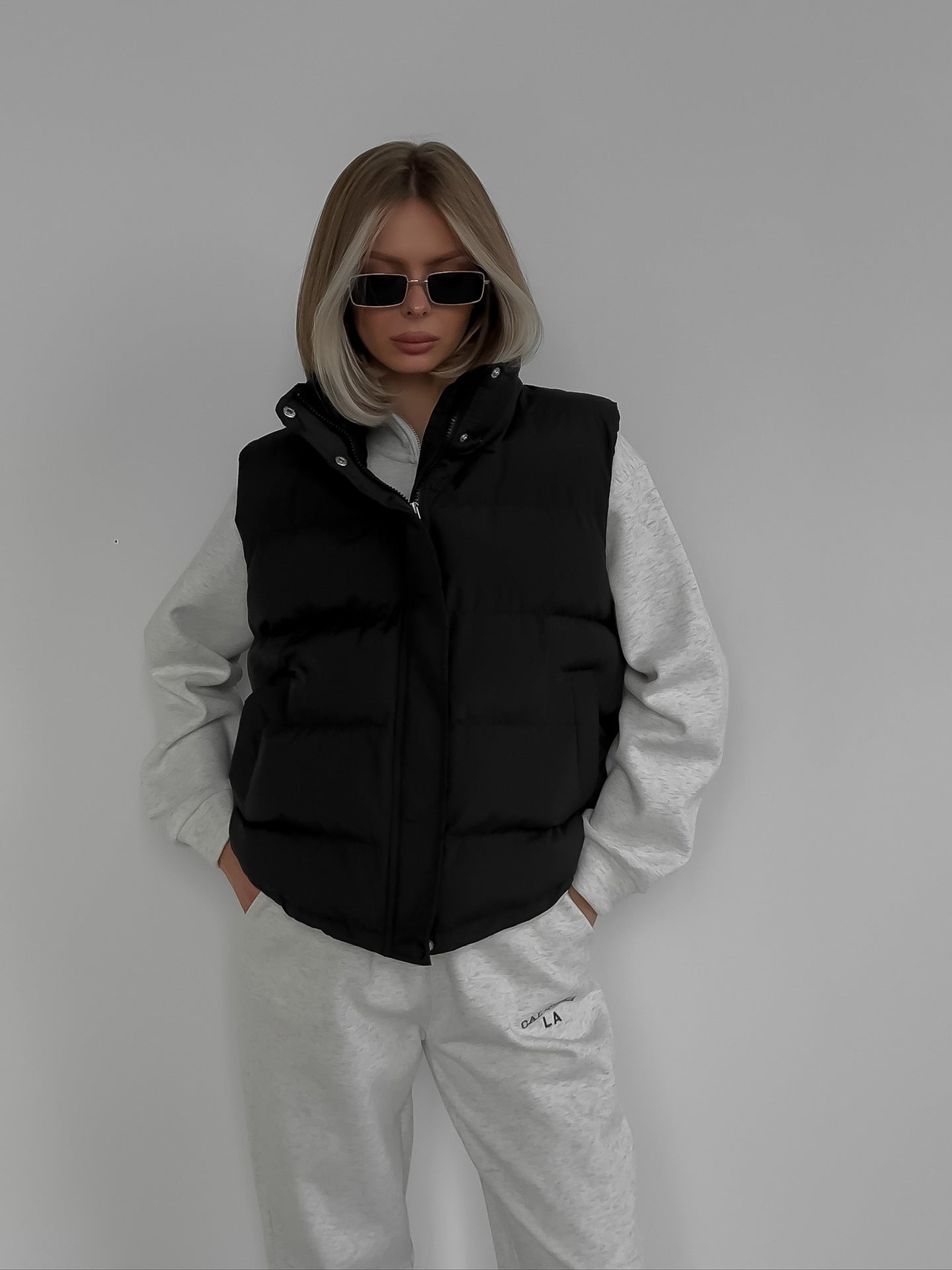 Street-Wave Women's Lightweight Puffer Jacket White High Collar Cozy Warmth For Women Streetwear