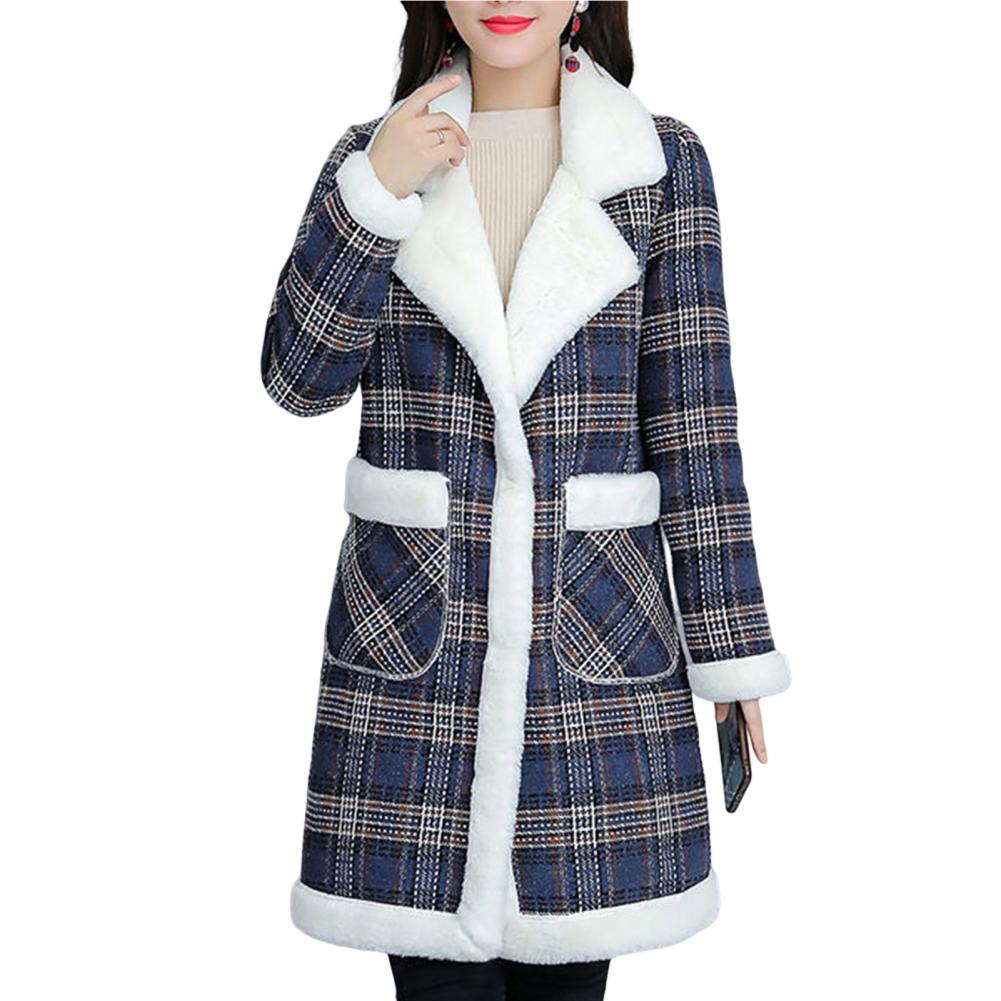 Street Wave Windproof Women's Coat Wendy Plaid Faux Fur Lined All Weather Jacket For Women