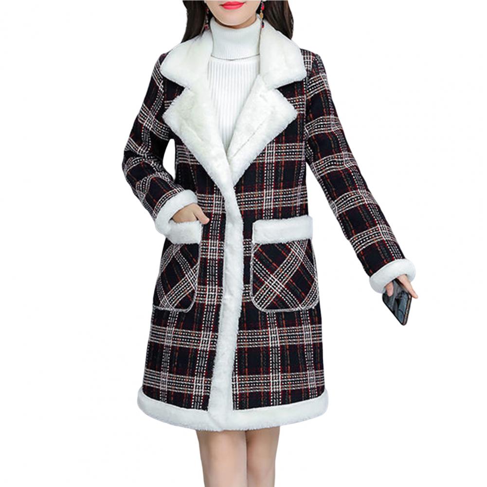 Street Wave Windproof Women's Coat Wendy Plaid Faux Fur Lined All Weather Jacket For Women