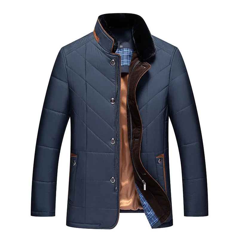 Street-Wave Quilted Jacket Warm Polyester for Men Elegant Versatile Outerwear for Everyday Style
