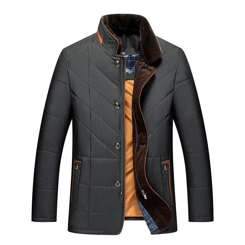 Street-Wave Quilted Jacket Warm Polyester for Men Elegant Versatile Outerwear for Everyday Style