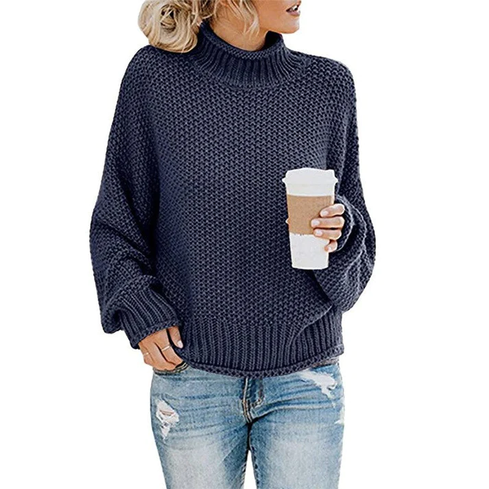 Street-wave Oversized Knit Sweater Rollneck For Women Cozy Daily Comfort Perfect Lounge Wear
